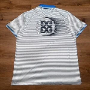 G/FORE Men's LARGE Circle G's Glitch Logo Tech Golf Polo Striped Blue